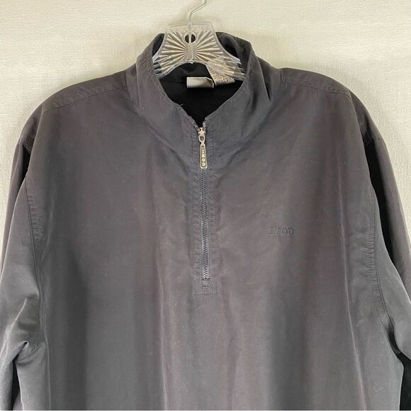Izod Golf Black 1/4 Zip Long Sleeve Lightweight Pullover Pockets L - Picture 3 of 8